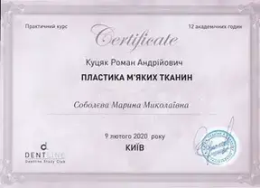 Сертификат  Соболєва Марина Миколаївна